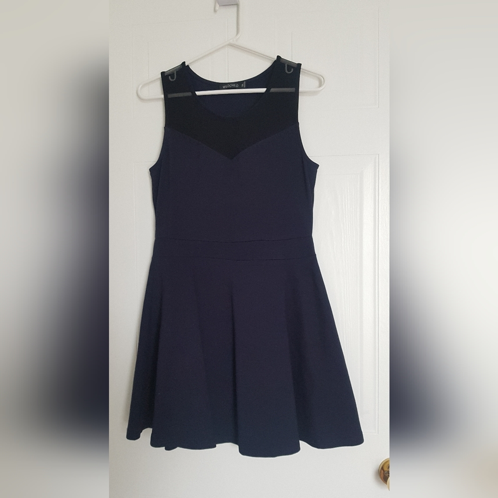 Navy and black mesh skater dress